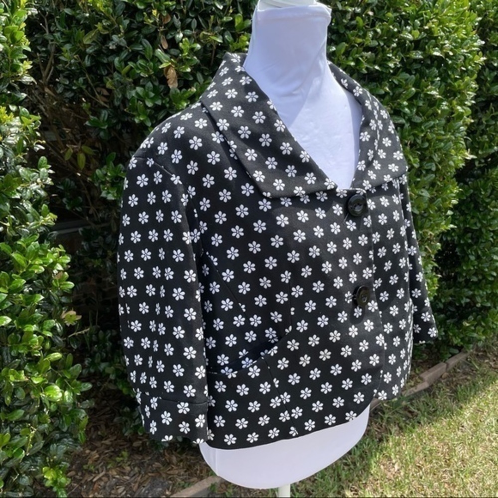 W BY WORTH Black White Floral Blazer 6 - Picture 5 of 13